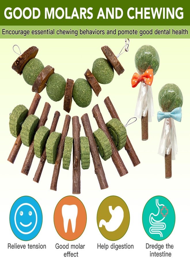 Jorewood 3 Pcs Bunny Chew Toys with 3 Pcs Rabbit Chew Lollipop for Teeth Grinding, Improve Dental Health, Treats for Rabbits Guinea Pigs Chinchillas Bunnies Hamsters - Image 3