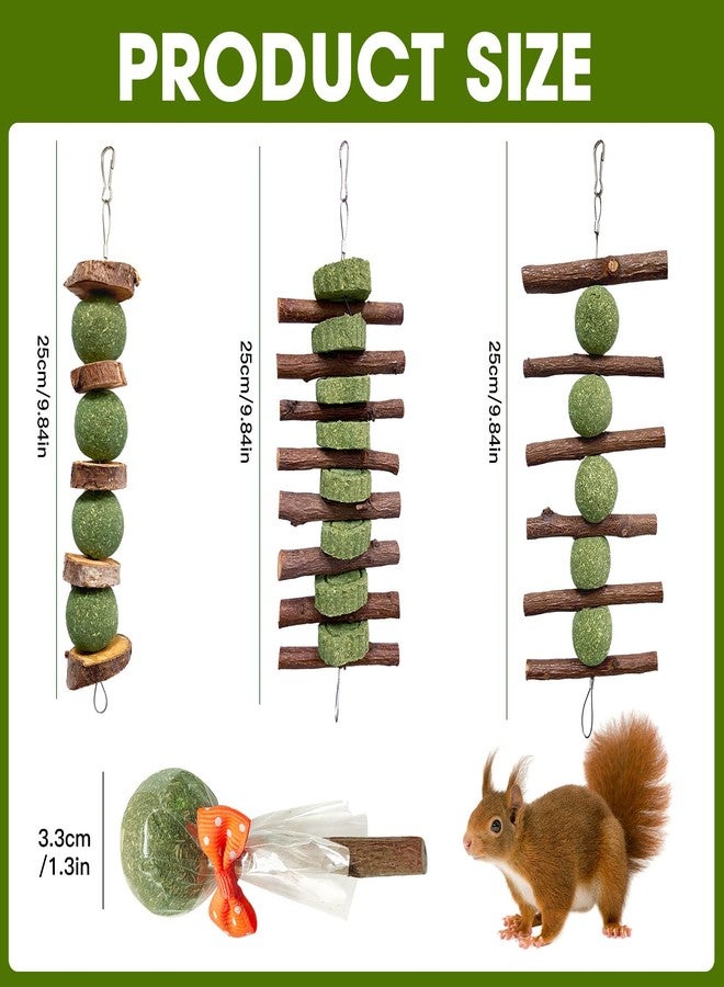Jorewood 3 Pcs Bunny Chew Toys with 3 Pcs Rabbit Chew Lollipop for Teeth Grinding, Improve Dental Health, Treats for Rabbits Guinea Pigs Chinchillas Bunnies Hamsters - Image 2