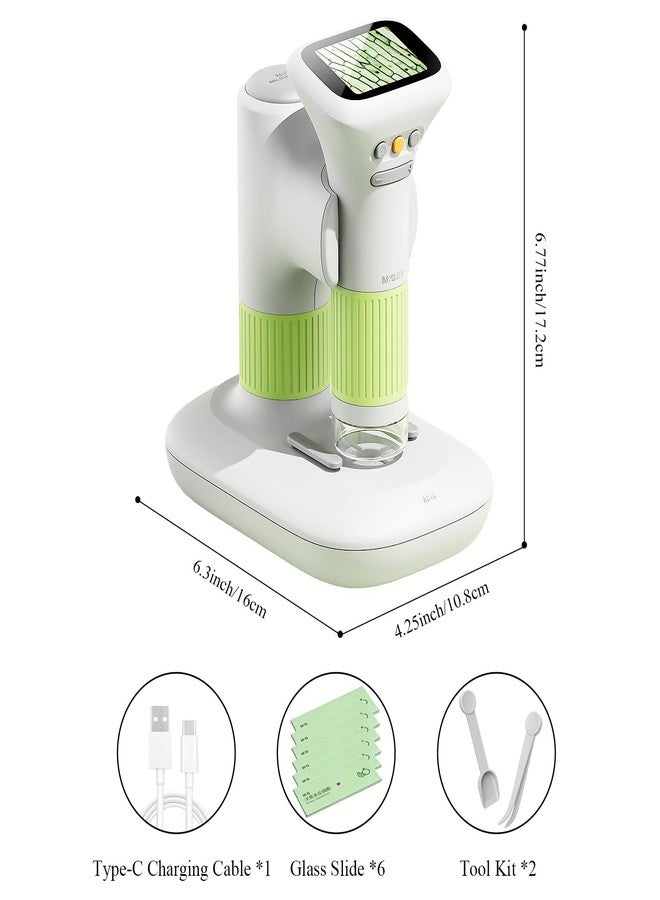 ام اند جي مجهر للأطفال، مجهر رقمي محمول باليد للأطفال M&G 1000X بشاشة 2.0 بوصة، مجهر صغير محمول للجيب، ألعاب تعليمية علمية للأعمار من 3 4 5 6 7 8 9 10 11 12 سنة للبنات والأولاد - أبيض وأخضر - Image 5