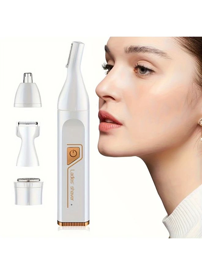 White Women Electric Hair Remover 4 in 1 USB Rechargeable Bikini Trimmer - Image 1