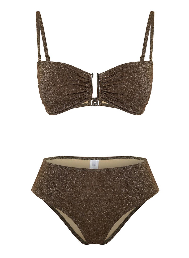 trendyol Brown Accessory Strapless Covered Regular High Waist Bikini Set Tbess24Bt00054 - Image 5