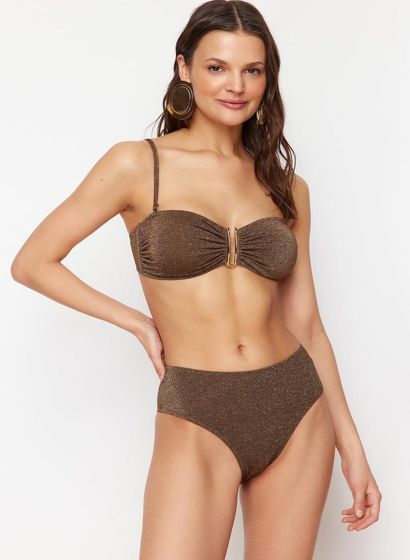 trendyol Brown Accessory Strapless Covered Regular High Waist Bikini Set Tbess24Bt00054 - Image 1