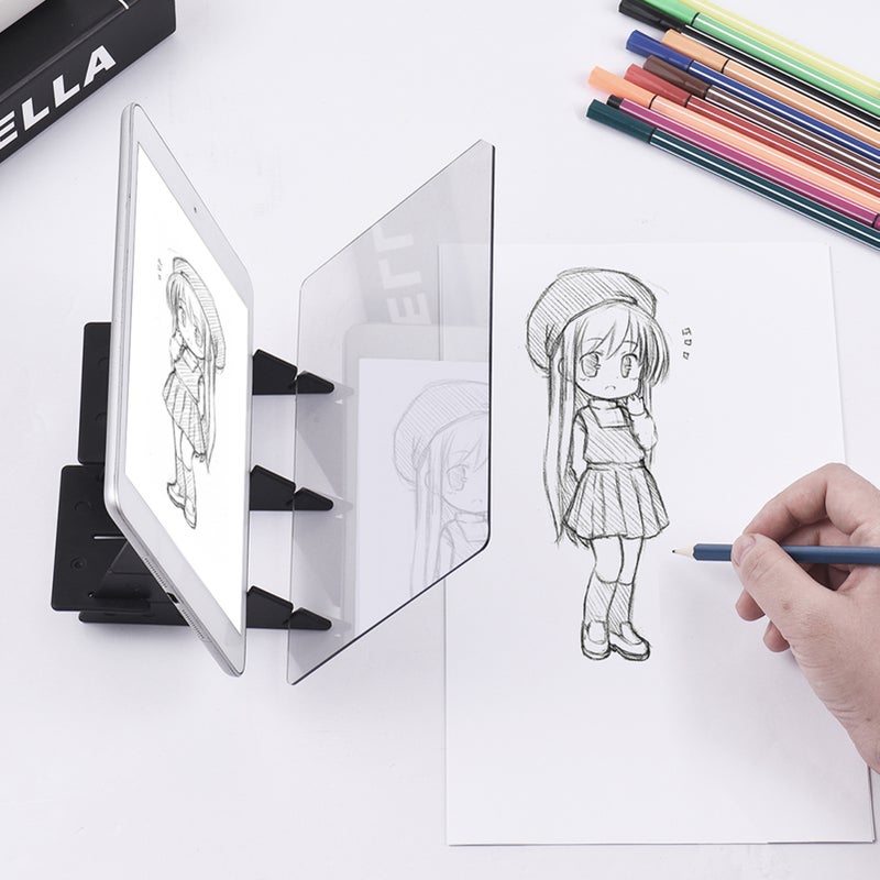 لوحة تتببب بصري محمولة، لوحة نسخ، لوحة الحرف اليدوية، أداة رسم بسيطة للسينما الرسومية والرسومات والرسوم التخطيطية، لعبة قالب من الصفر، هدية لطلاب والبالغين وفناني المبتدئين - Image 3