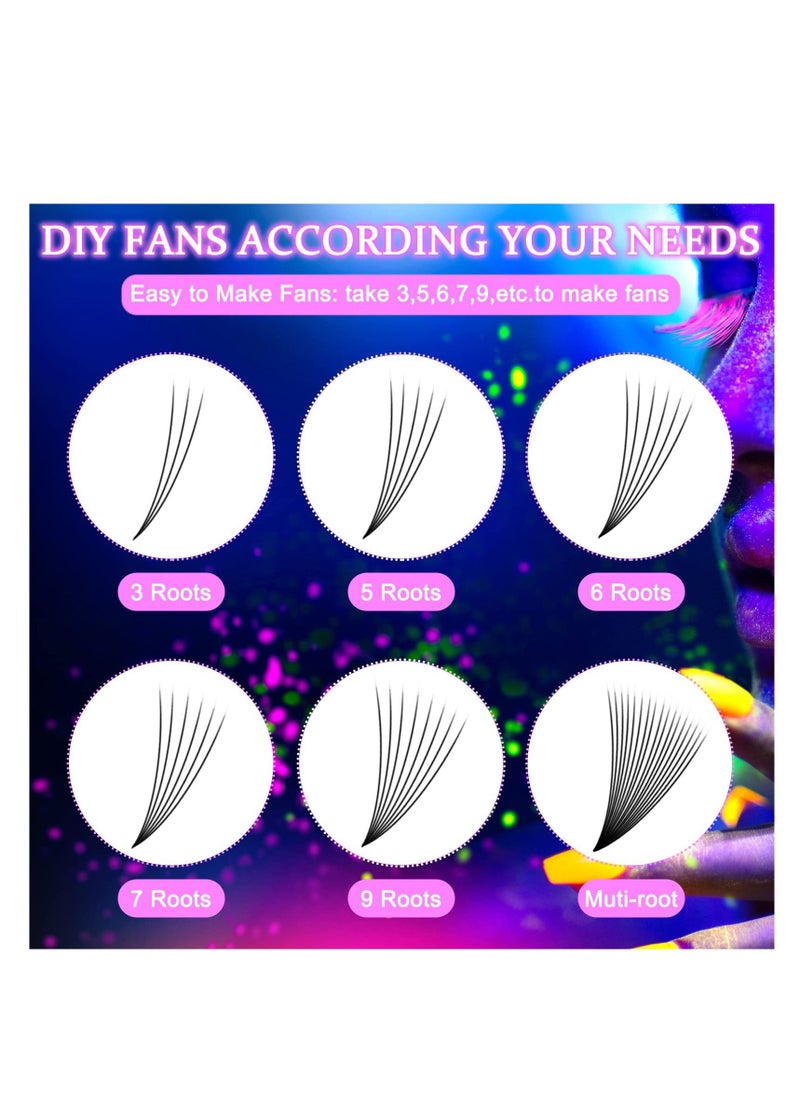 Y&D - Color Volume Eyelash Extensions, Neon False Lashes, Party Makeup Eyelashes, Natural UV Curl, 15-20 mm Length, 0.07 Thickness Multi Color, Long-Lasting Curl Glow in The Dark Lash Extensions - Image 1