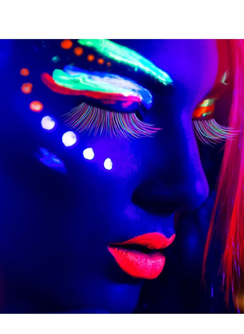 Y&D - Color Volume Eyelash Extensions, Neon False Lashes, Party Makeup Eyelashes, Natural UV Curl, 15-20 mm Length, 0.07 Thickness Multi Color, Long-Lasting Curl Glow in The Dark Lash Extensions - Image 1