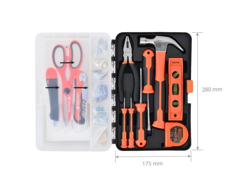 Tactix 14-Piece Drawer Tool Set, Multi-Opener, Snap-Off Knife, Scissors, Pliers, Screwdrivers, Claw Hammer, Tape Measure & More, Essential Hand Tool Kit for Home Repair & Maintenance- 900163 - Image 4