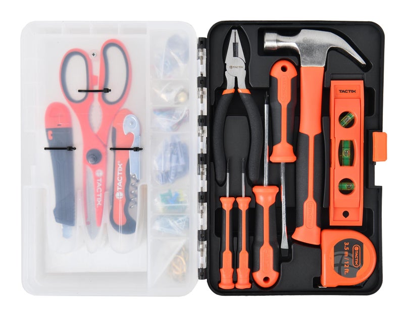Tactix 14-Piece Drawer Tool Set, Multi-Opener, Snap-Off Knife, Scissors, Pliers, Screwdrivers, Claw Hammer, Tape Measure & More, Essential Hand Tool Kit for Home Repair & Maintenance- 900163 - Image 3