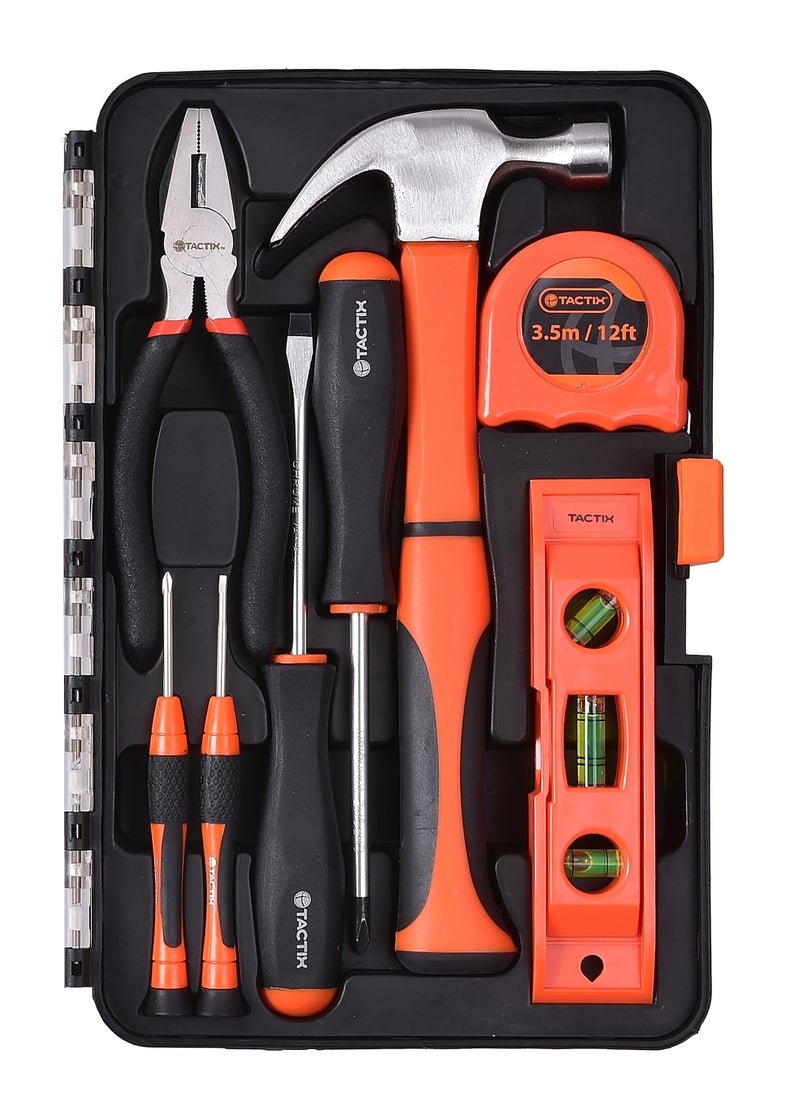 Tactix 14-Piece Drawer Tool Set, Multi-Opener, Snap-Off Knife, Scissors, Pliers, Screwdrivers, Claw Hammer, Tape Measure & More, Essential Hand Tool Kit for Home Repair & Maintenance- 900163 - Image 1