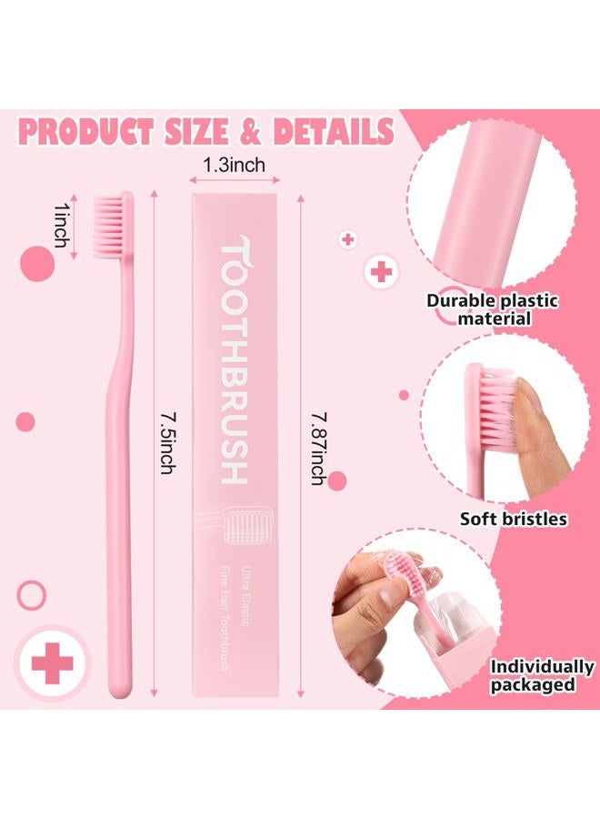 FoldTier 12 Pcs Pink Toothbrush Extra Soft Toothbrush Intensive Clean Tooth Brush for Adults Deep Clean Tooth Brush Individually Wrapped Gentle Bristles for Home Hotels Travel Supplies - Image 2