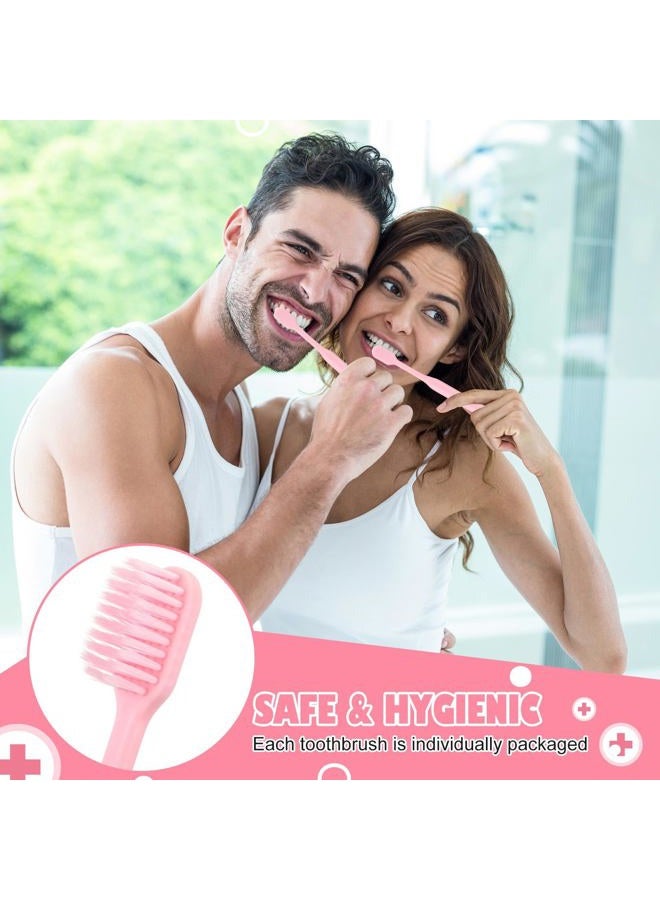 FoldTier 12 Pcs Pink Toothbrush Extra Soft Toothbrush Intensive Clean Tooth Brush for Adults Deep Clean Tooth Brush Individually Wrapped Gentle Bristles for Home Hotels Travel Supplies - Image 3