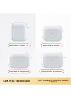 For Apple Headset Airpods4 Wireless Bluetooth Protective Cover TPU Transparent Material-Color:Tpu Soft Shell (bare Shell)-Applicable Models:Fourth Generation = 3: With Hanging Ears