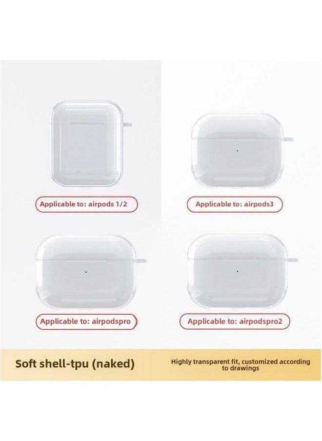 Generic - For Apple Headset Airpods4 Wireless Bluetooth Protective Cover TPU Transparent Material-Color:Tpu Soft Shell (bare Shell)-Applicable Models:Fourth Generation = 3: With Hanging Ears - Image 1