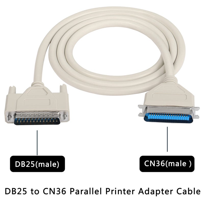 XMSJSIY DB25 to CN36 Parallel Printer Cable, DB25 25 Pin Male to CN36 Centronics 36 Pin Male Serial Parallel Printer Extension Cable Adapter for Connect Computers, Printers 25C*30AWG - 1.5M - Image 2