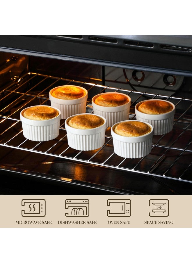 MALACASA Ramekins 6 oz Oven Safe, Porcelain Creme Brulee Ramekins Pudding Custard Cups Small Ceramic Souffle Dishes Ramakan Ramiken Ramicans Baking Bowls Set of 6, White, Series RAMEKIN-DISH - Image 3