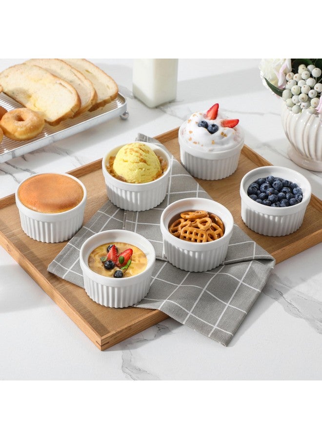 MALACASA Ramekins 6 oz Oven Safe, Porcelain Creme Brulee Ramekins Pudding Custard Cups Small Ceramic Souffle Dishes Ramakan Ramiken Ramicans Baking Bowls Set of 6, White, Series RAMEKIN-DISH - Image 4