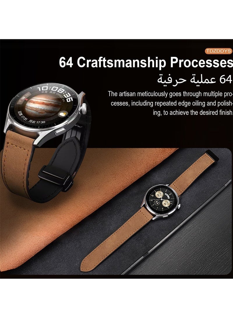 مستقبل نوفا TDZDDYS 22mm حزام من الجلد مع مشبك المغناطيسي تصميم متوافق مع هواوي GT3 / 4 46mm ، GT3 برو ، هواوي ووتش 3 ، GT2E ، GT2 برو ، GT2 42 / 46mm ، سامسونج غالاكسي ووتش 3 45mm / والعتاد S3 - Image 3