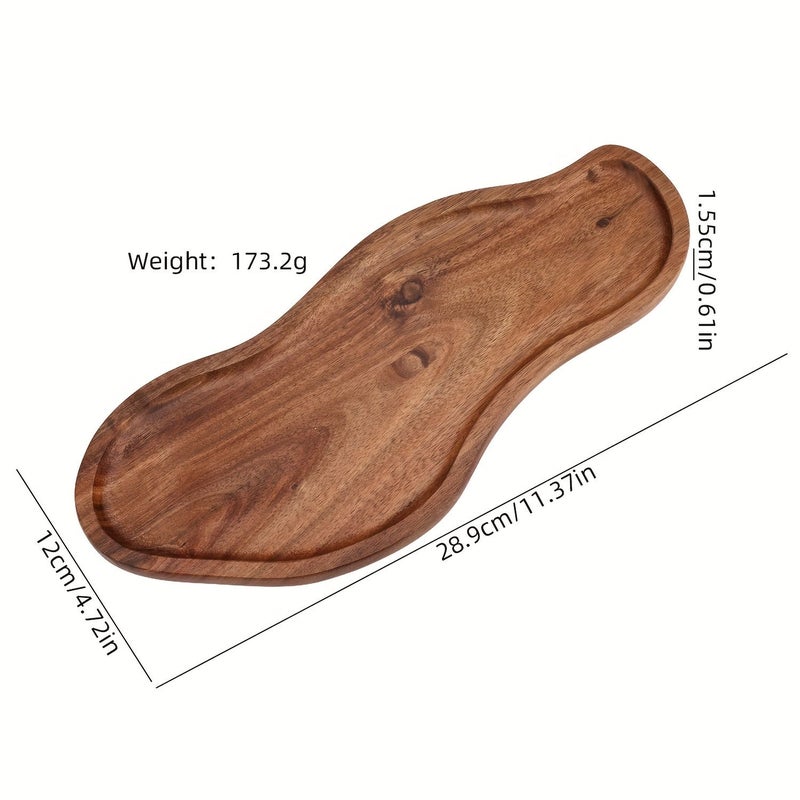 Japanese Acacia Wood Peanut Shaped Tea Tray Cloud Shape Coffee Cup Scald Resistant Dinner Plate Cake Dim Sum Serving Platter - Image 2