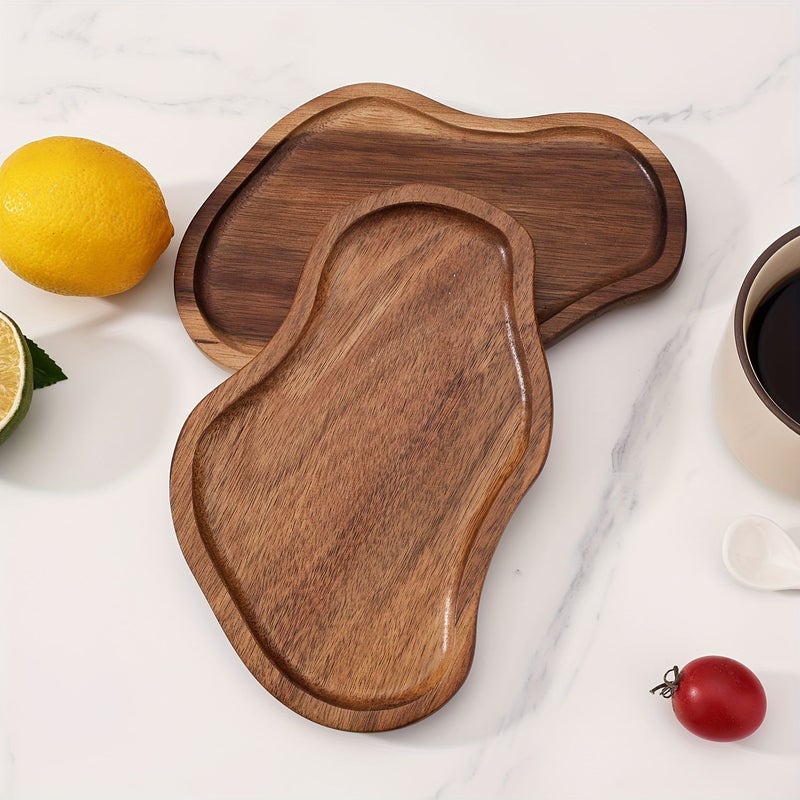 Japanese Acacia Wood Peanut Shaped Tea Tray Cloud Shape Coffee Cup Scald Resistant Dinner Plate Cake Dim Sum Serving Platter - Image 1