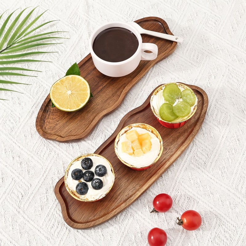Japanese Acacia Wood Peanut Shaped Tea Tray Cloud Shape Coffee Cup Scald Resistant Dinner Plate Cake Dim Sum Serving Platter - Image 3