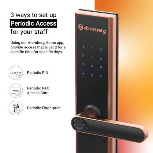 atomberg SL 1 Smart Door Lock | 6 Ways Unlocking | Fingerprint | PIN | OTP | NFC Card | Atomberg Home App (Data Stored in India)| Key | Free Installation | 2 Year Warranty by Atomberg (Rose Gold) - Image 5