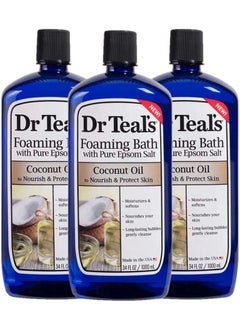 Dr Teals Coconut Oil Foaming Bath Gift Set 3 Pack 34oz Ea  Nourish  Protect Coconut Oil Blended with Pure Epsom Salt Calms The Mind  Provides Relief from Daily Aches  Pains