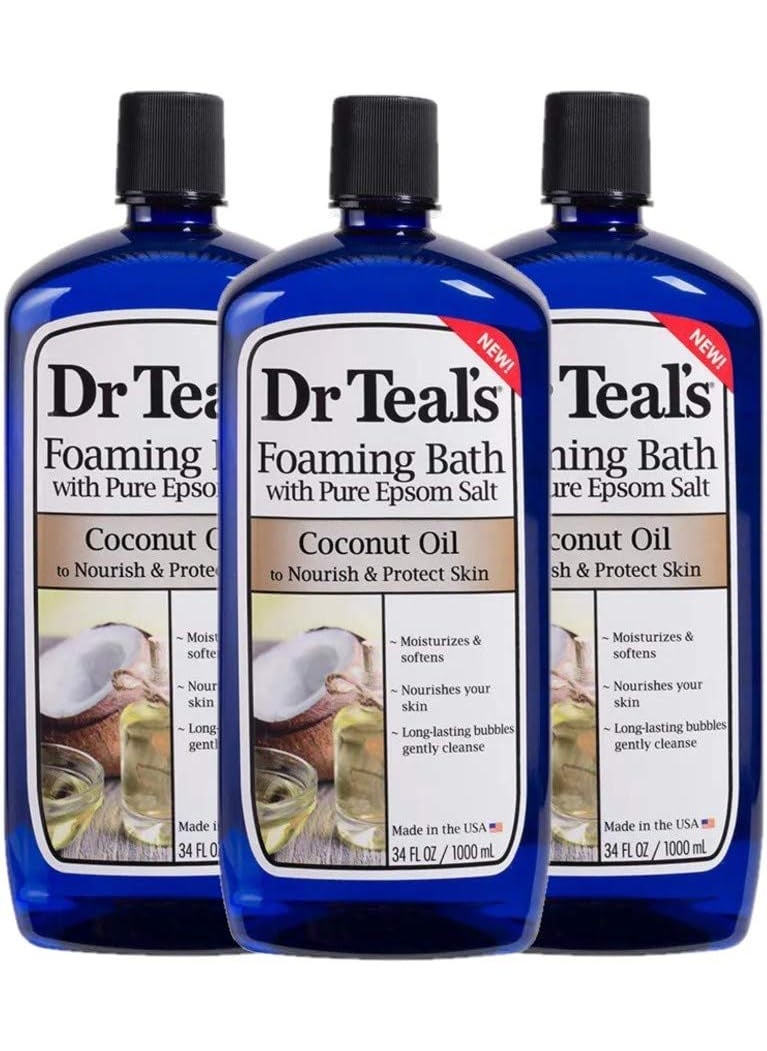 Dr Teal's - Dr Teals Coconut Oil Foaming Bath Gift Set 3 Pack 34oz Ea  Nourish  Protect Coconut Oil Blended with Pure Epsom Salt Calms The Mind  Provides Relief from Daily Aches  Pains - Image 1