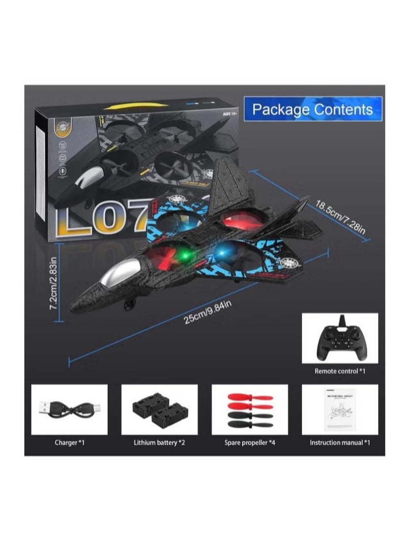 طائرة L0712 RC، طائرة تعمل بالتحكم عن بُعد بتردد 2.4 جيجاهرتز، طائرة تحكم عن بُعد بأربع قنوات، لون أسود/أزرق - Image 2