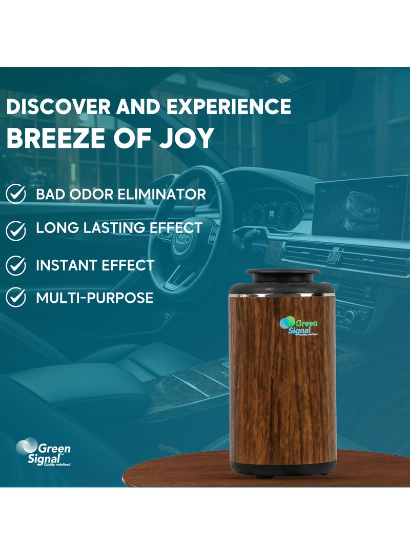 Green Signal Diffuser for car with Essential Oils - Brown Wooden Design - Rechargeable - Cold and Nano Vapor Technology  - Image 4