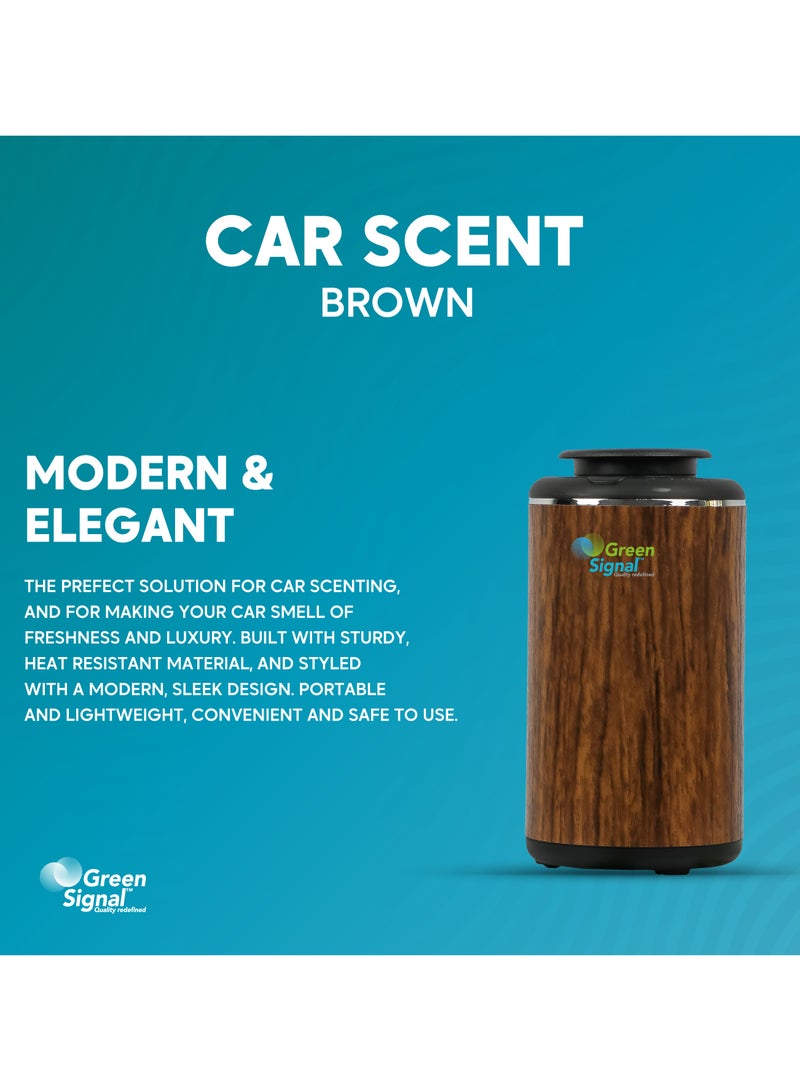 Green Signal Diffuser for car with Essential Oils - Brown Wooden Design - Rechargeable - Cold and Nano Vapor Technology  - Image 3
