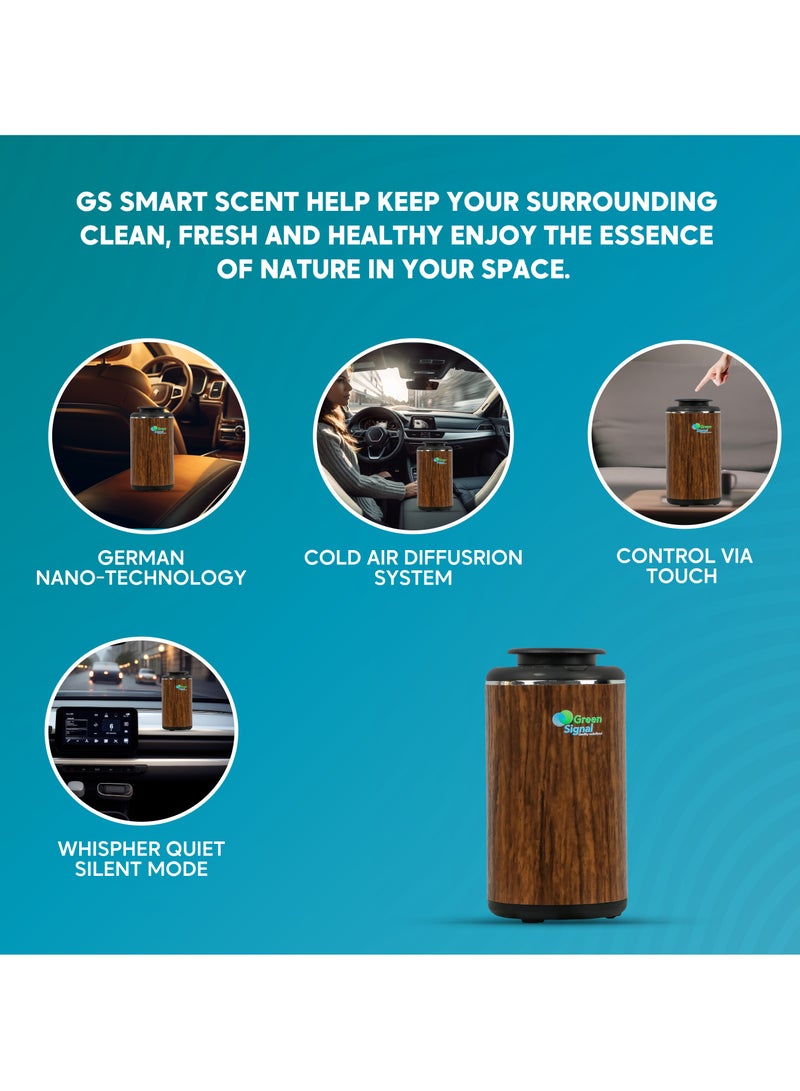 Green Signal Diffuser for car with Essential Oils - Brown Wooden Design - Rechargeable - Cold and Nano Vapor Technology  - Image 5