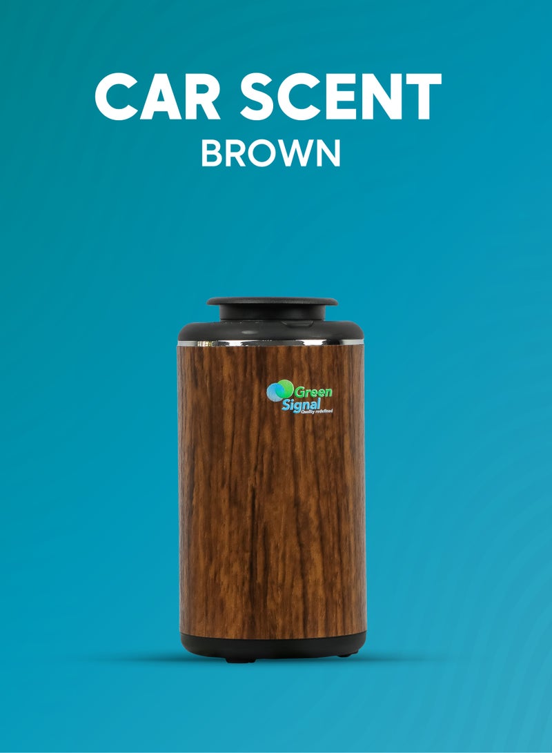 Green Signal Diffuser for car with Essential Oils - Brown Wooden Design - Rechargeable - Cold and Nano Vapor Technology  - Image 2