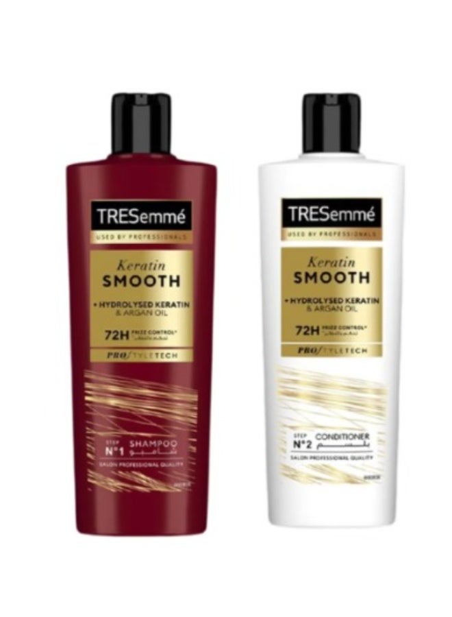 مجموعة شامبو وبلسم كيراتين سموث باور 400 مل لكل 72 ساعة