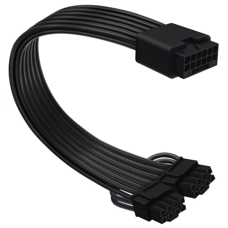 COMeap 12VHPWR Cable Extension, 16 Pin Female to Dual 8 Pin(6+2) Male PCIe Conversion GPU Power Cable for Power Supply with 12+4pin 12VHPWR Port 11.8in (30cm) Black - Image 1