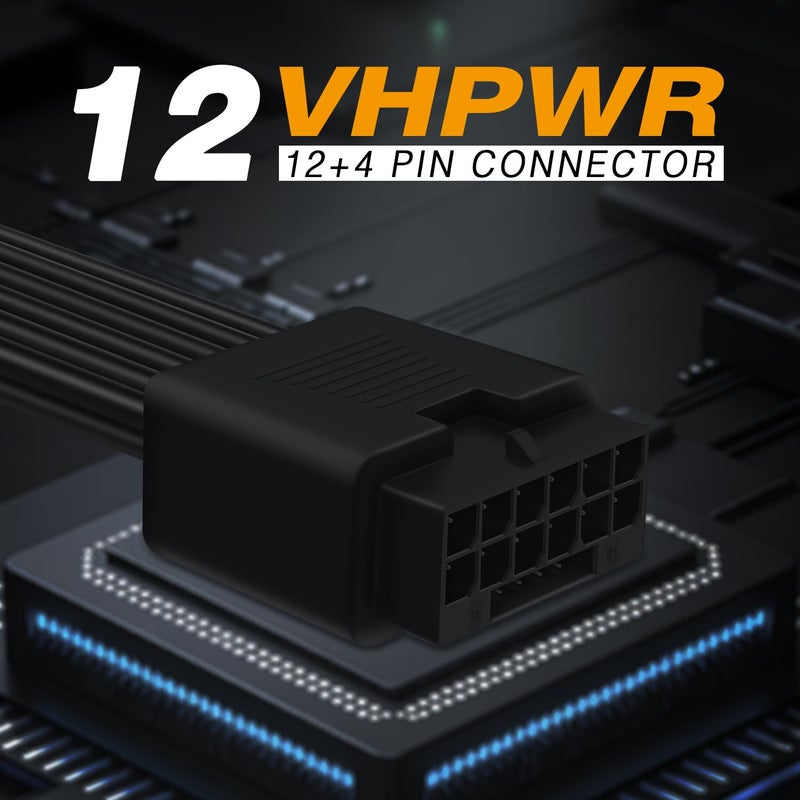 COMeap 12VHPWR Cable Extension, 16 Pin Female to Dual 8 Pin(6+2) Male PCIe Conversion GPU Power Cable for Power Supply with 12+4pin 12VHPWR Port 11.8in (30cm) Black - Image 2