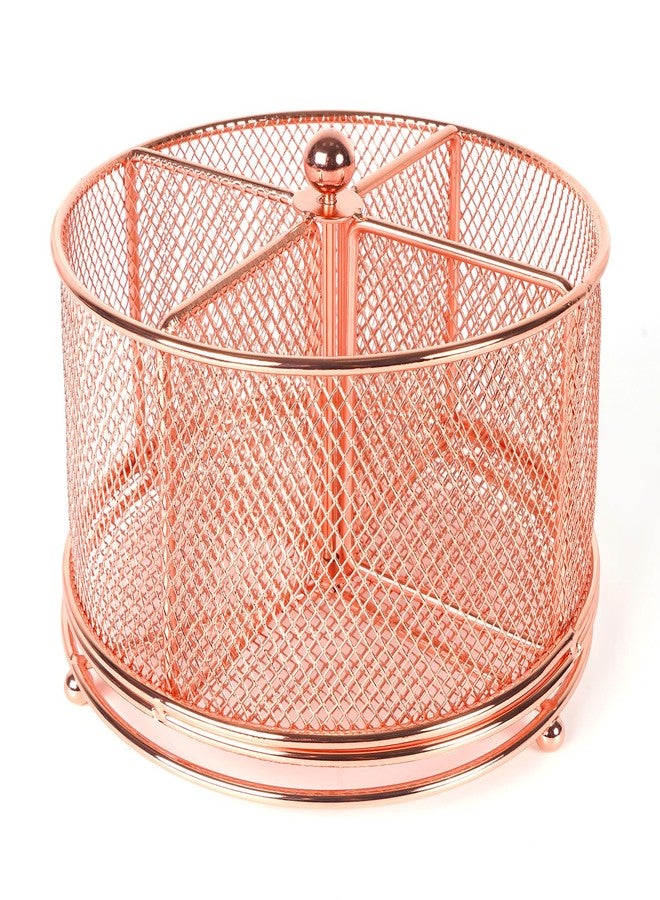 Mafegu 360° Rotating Multifunctional Pen Holder, Cosmetic Organizer, Cutlery Holder for Kitchen, Party Camping Picnic, Dressing Room, Desktop Stationery Storage, 4 Compartments Mesh Large Capacity Storage - Image 1