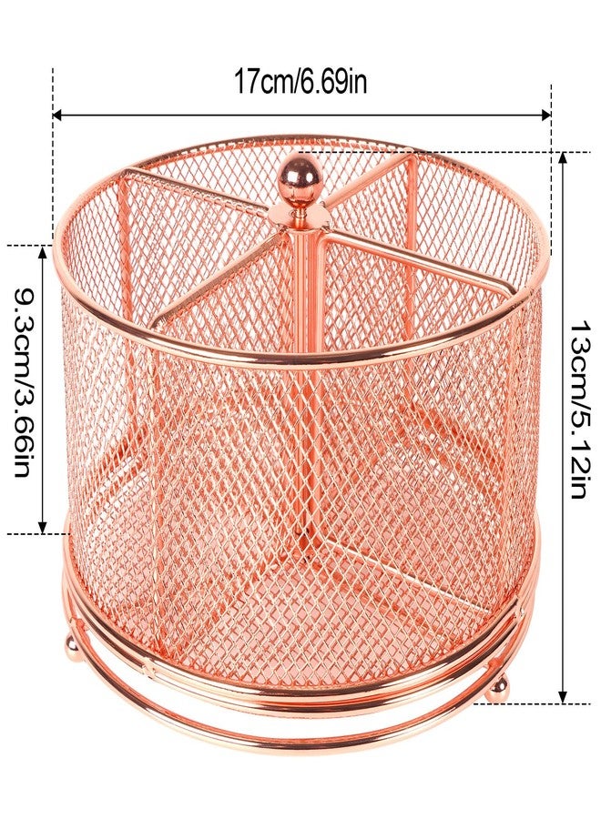 Mafegu 360° Rotating Multifunctional Pen Holder, Cosmetic Organizer, Cutlery Holder for Kitchen, Party Camping Picnic, Dressing Room, Desktop Stationery Storage, 4 Compartments Mesh Large Capacity Storage - Image 4
