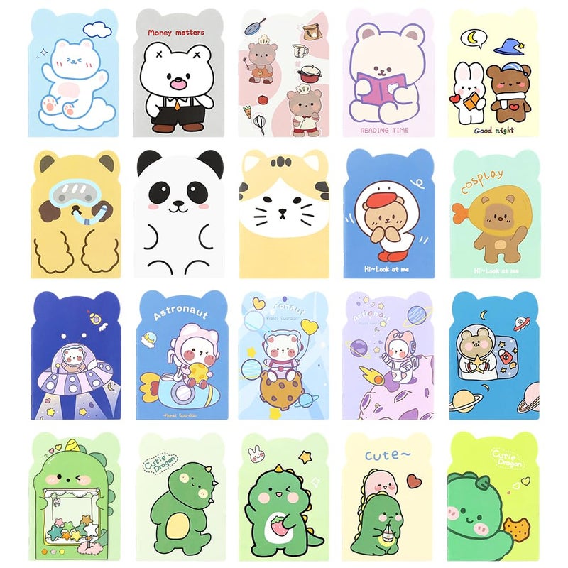 Winterworm 20Pcs Mini Notebook for KidsAnimal Notebooks Pocket Notepads 47 x 34 Small Journal Panda Bear Dinosaur Horizontal Line Notebooks for Office Home Travel Student Memo Notepads School Supplies Unknown Binding - Image 2