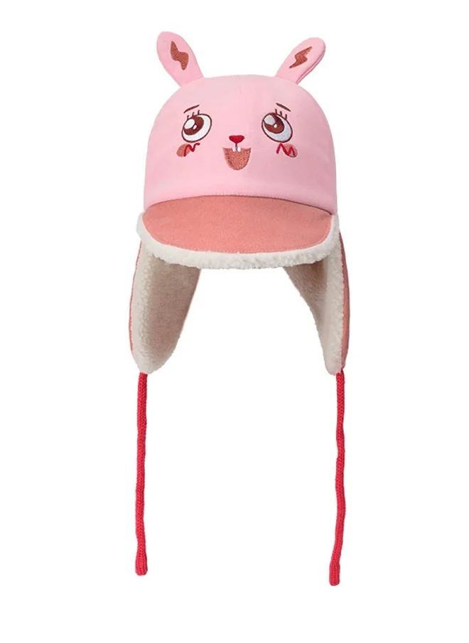 LITTLE SURPRISE BOX Ear Covering 3d Pink Rabbit Winter Cap for Kids