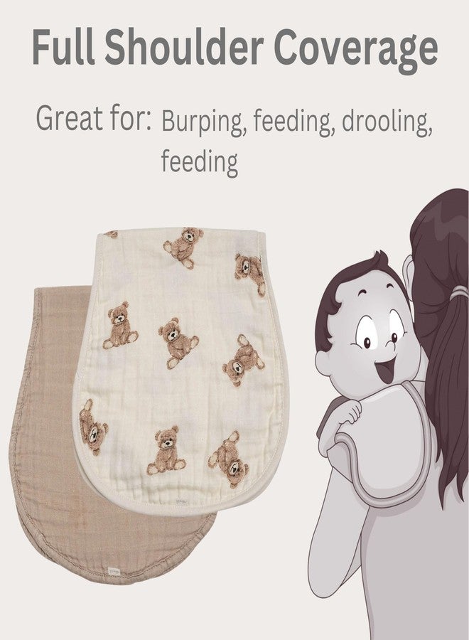 Ali+Oli 2-pk Muslin Burp Cloths for Baby Boys and Girls (Teddy-Taupe) Organic Baby Burp Cloth, Burp Rags for Newborn - Image 5