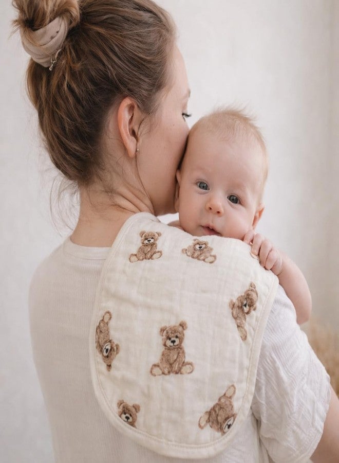 Ali+Oli 2-pk Muslin Burp Cloths for Baby Boys and Girls (Teddy-Taupe) Organic Baby Burp Cloth, Burp Rags for Newborn - Image 3