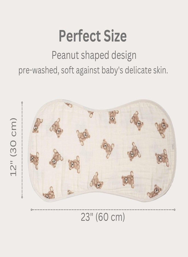 Ali+Oli 2-pk Muslin Burp Cloths for Baby Boys and Girls (Teddy-Taupe) Organic Baby Burp Cloth, Burp Rags for Newborn - Image 2