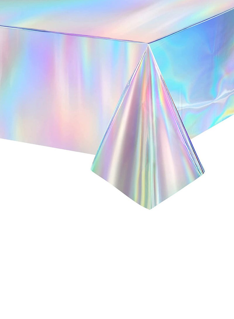 Plastic Tablecloths, Disposable Laser Tablecloth,  Birthday Disco Bachelorette Bridal Wedding Party Decorations 137 x 274cm - Image 1