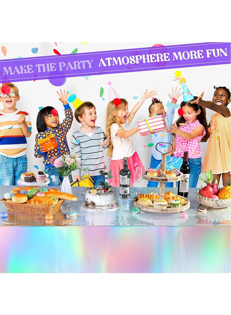 Plastic Tablecloths, Disposable Laser Tablecloth,  Birthday Disco Bachelorette Bridal Wedding Party Decorations 137 x 274cm - Image 5