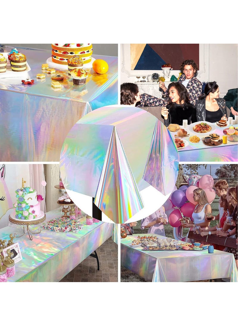 Plastic Tablecloths, Disposable Laser Tablecloth,  Birthday Disco Bachelorette Bridal Wedding Party Decorations 137 x 274cm - Image 4