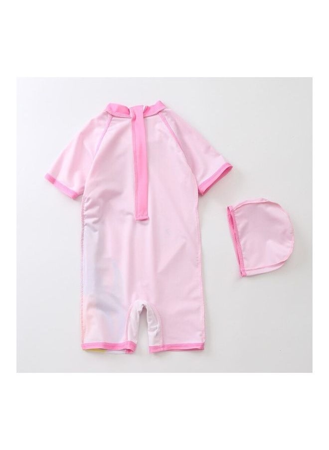 NIBEMINENT - Unicorn Printed Swimming Suit With Cap 5-6Y - Image 1