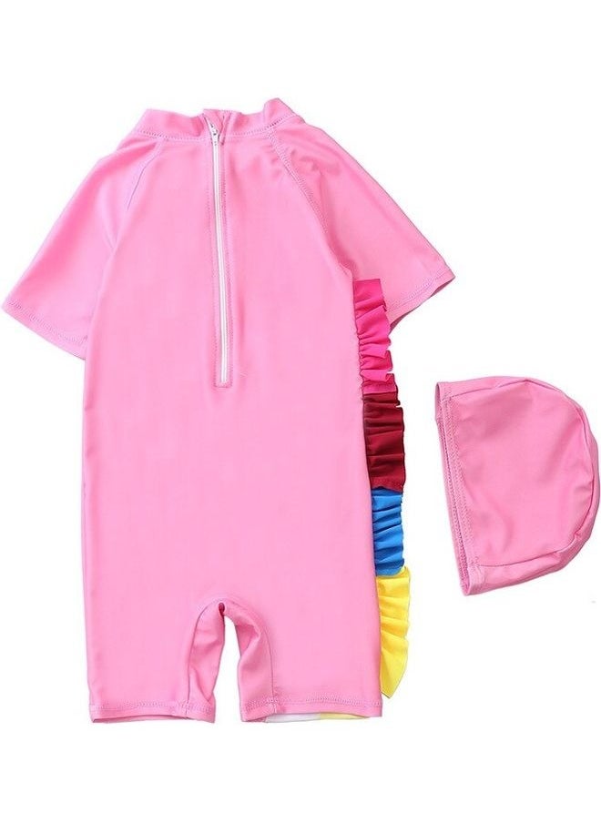 NIBEMINENT - Unicorn Printed Swimming Suit With Cap 5-6Y - Image 1