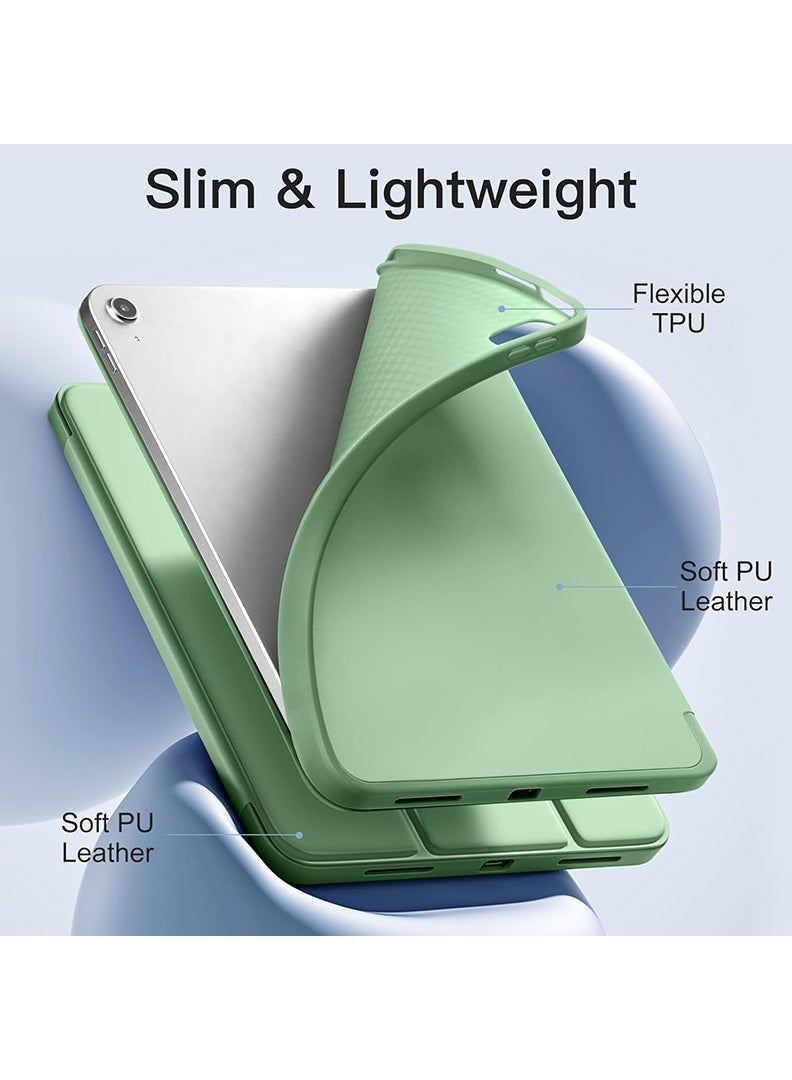 Theodor Slim Smart Case for iPad Air 11 Inch (M4 2026/ M3 2025/ M2 2024) Lightweight Slim Trifold Cover with Pencil Holder, Soft TPU Back, Auto Wake Sleep, Shockproof Protective Tablet Case - Matcha Green - Image 5