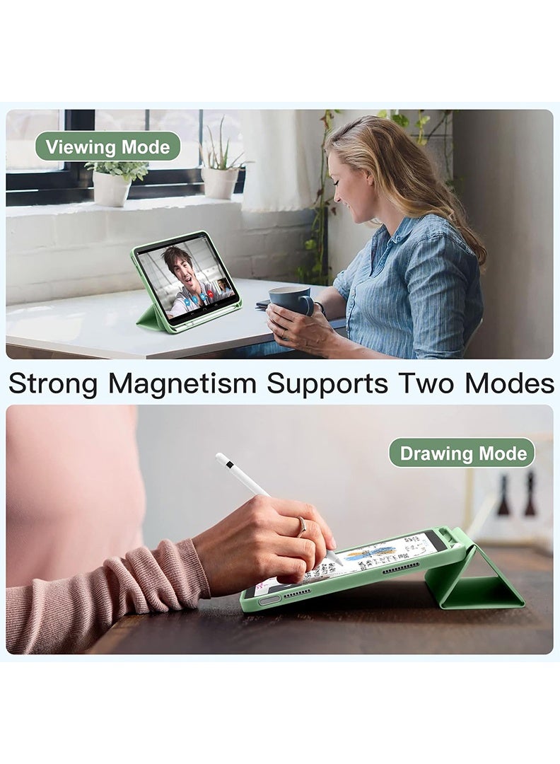 Theodor Slim Smart Case for iPad Air 11 Inch (M4 2026/ M3 2025/ M2 2024) Lightweight Slim Trifold Cover with Pencil Holder, Soft TPU Back, Auto Wake Sleep, Shockproof Protective Tablet Case - Matcha Green - Image 3