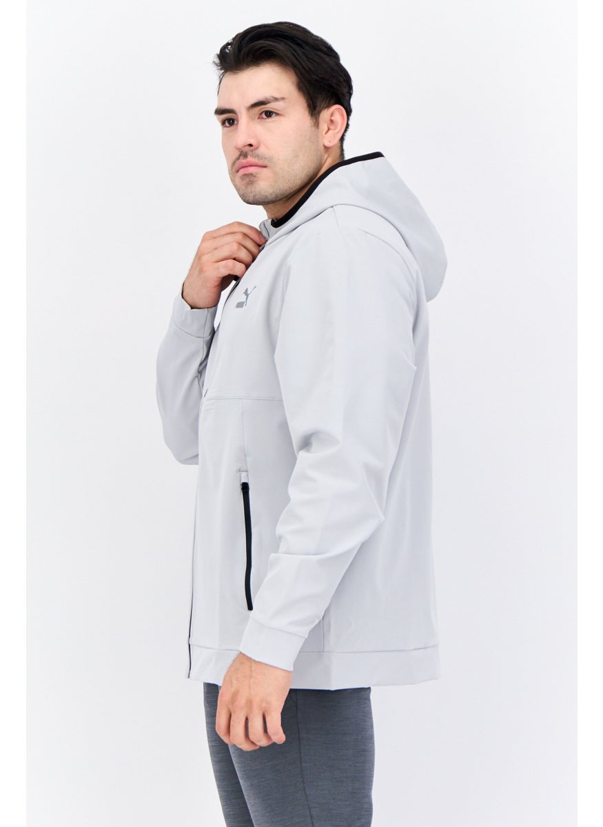 PUMA Men Sportswear Fit Hooded Outdoor Sweatshirt, Light Grey  - Image 2