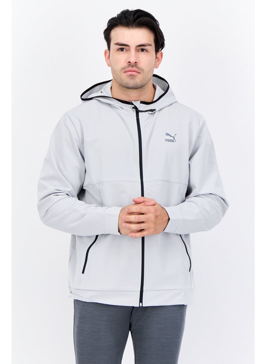 PUMA Men Sportswear Fit Hooded Outdoor Sweatshirt, Light Grey  - Image 1